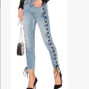 GRLFRND Karolina High Waist Side Lace Up Jeans